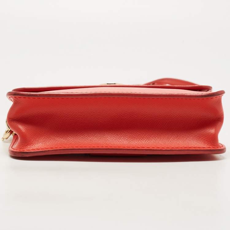 Pre Owned Tory Burch Red Saffinao Leather Mini Robinson Crossbody Bag