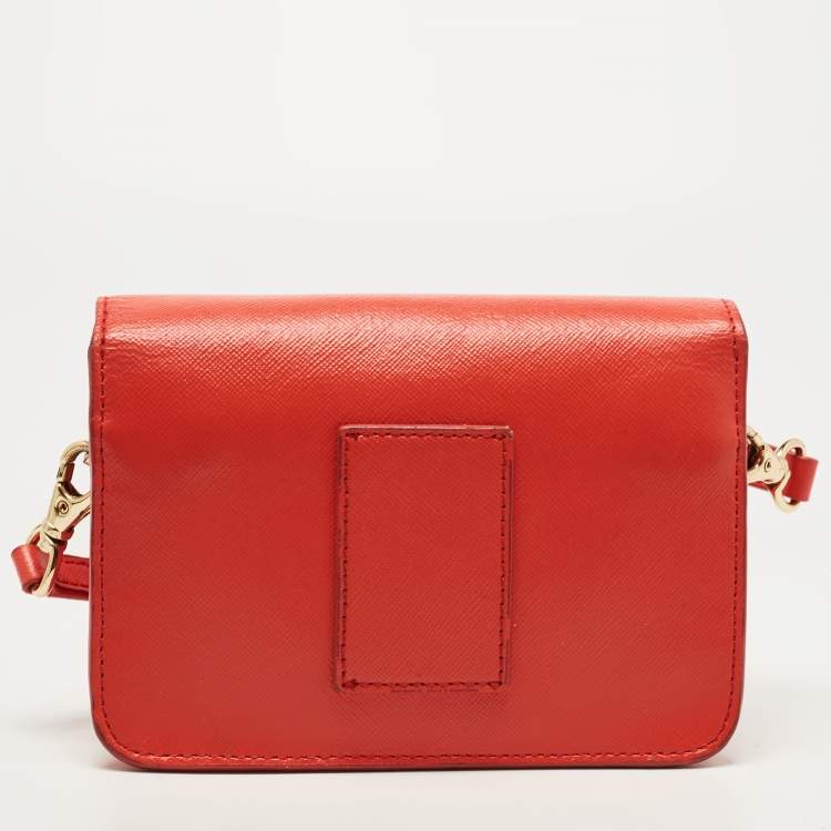 Pre Owned Tory Burch Red Saffinao Leather Mini Robinson Crossbody Bag