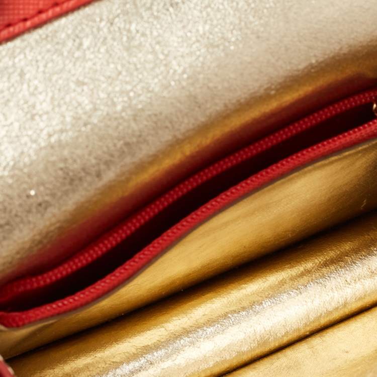 Pre Owned Tory Burch Red Saffinao Leather Mini Robinson Crossbody Bag