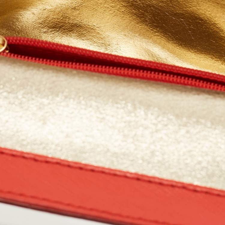 Pre Owned Tory Burch Red Saffinao Leather Mini Robinson Crossbody Bag