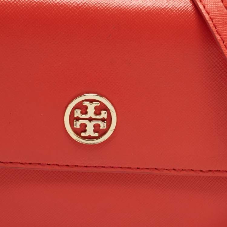 Pre Owned Tory Burch Red Saffinao Leather Mini Robinson Crossbody Bag