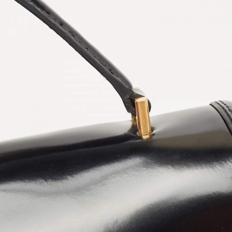 Pre Owned Tory Burch Black Glossy Leather Juliette Top Handle Bag