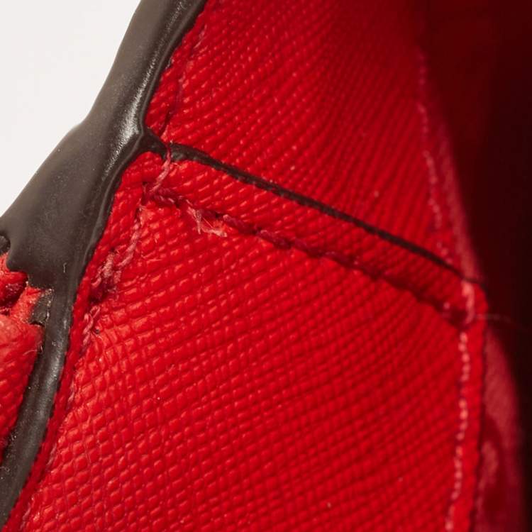 Pre Owned Tory Burch Red Perforated Leather Robinson Double Zip Tote