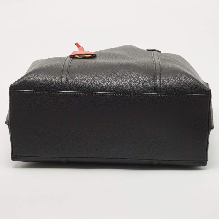 Pre Owned Tory Burch Black Leather Triple Compartment Perry Tote