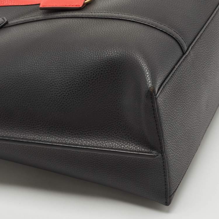 Pre Owned Tory Burch Black Leather Triple Compartment Perry Tote