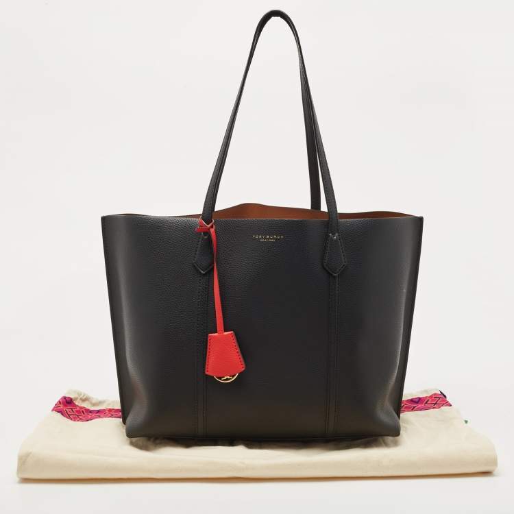 Pre Owned Tory Burch Black Leather Triple Compartment Perry Tote