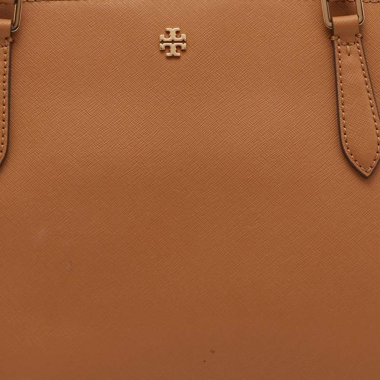 Pre Owned Tory Burch Tan Leather Emerson Top Zip Tote