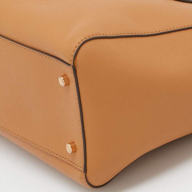 Pre Owned Tory Burch Tan Leather Emerson Top Zip Tote