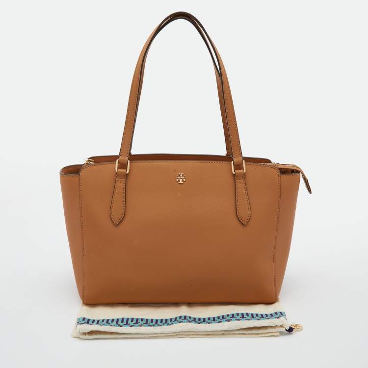 Pre Owned Tory Burch Tan Leather Emerson Top Zip Tote
