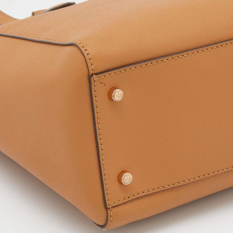 Pre Owned Tory Burch Tan Leather Emerson Top Zip Tote