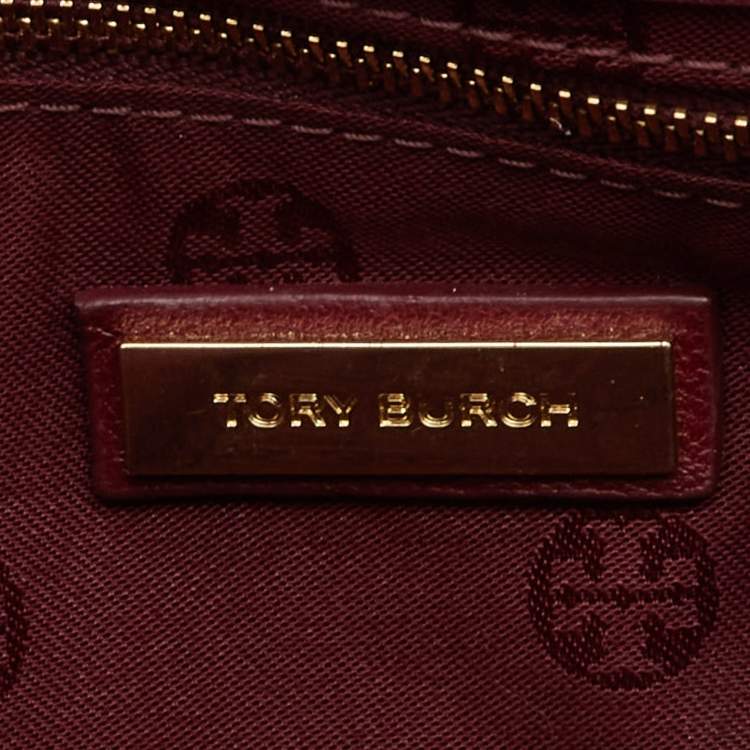 Pre Owned Tory Burch Burgundy Leather Kira  Envelope Flap Shoulder Bag