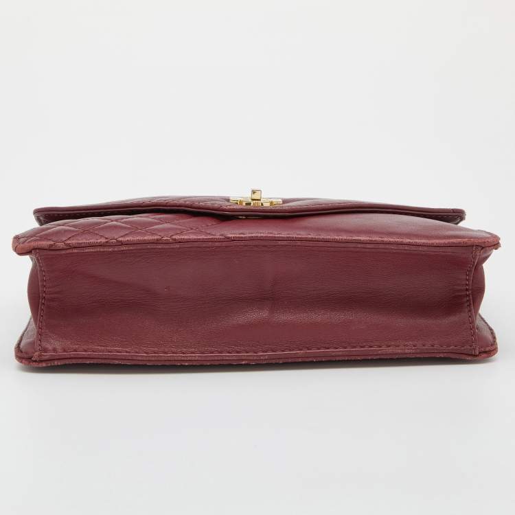 Pre Owned Tory Burch Burgundy Leather Kira  Envelope Flap Shoulder Bag