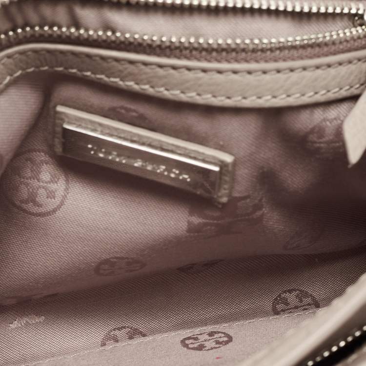 Pre Owned Tory Burch Beige Leather Britten Flap Crossbody Bag