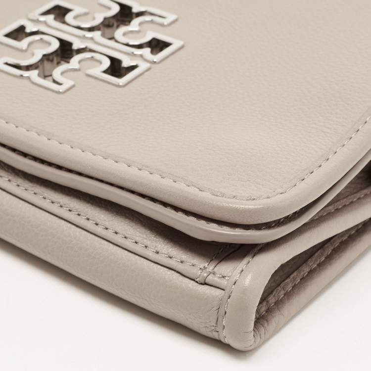 Pre Owned Tory Burch Beige Leather Britten Flap Crossbody Bag