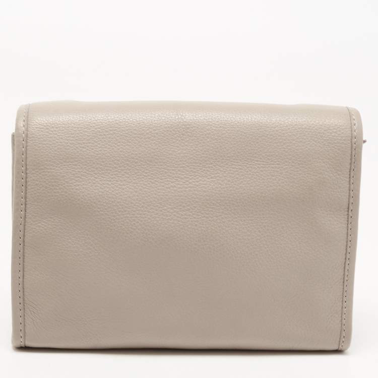 Pre Owned Tory Burch Beige Leather Britten Flap Crossbody Bag