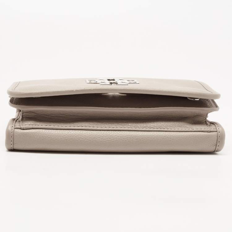 Pre Owned Tory Burch Beige Leather Britten Flap Crossbody Bag