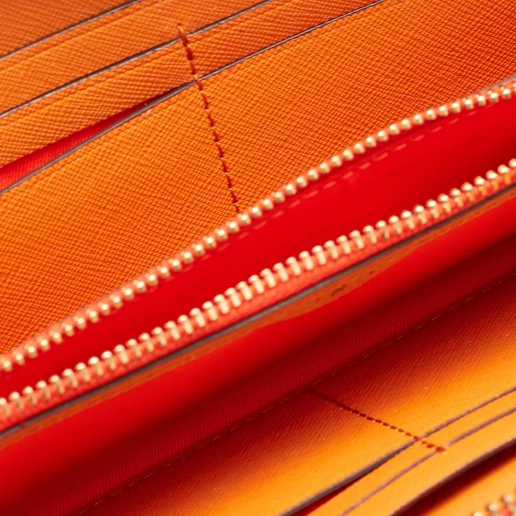 Pre Owned Tory Burch Multicolor Bird Printed Leather Robinson Zip Around Wallet