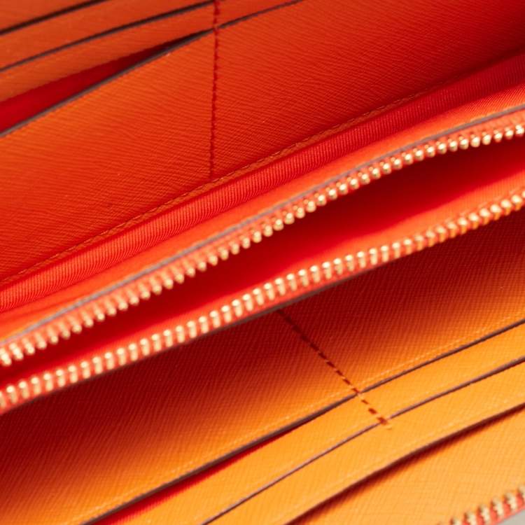 Pre Owned Tory Burch Multicolor Bird Printed Leather Robinson Zip Around Wallet