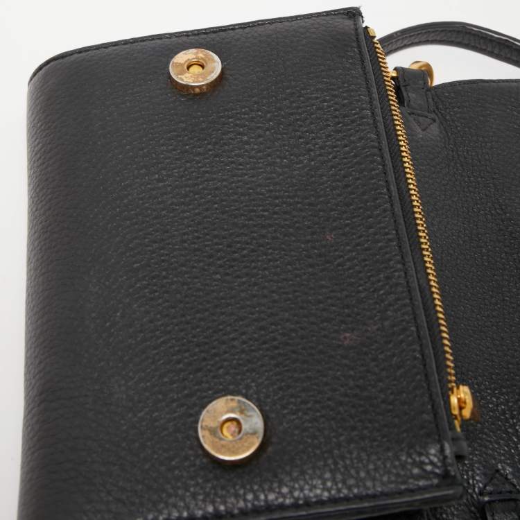 Pre Owned Tory Burch Black Leather Britten Crossbody Bag