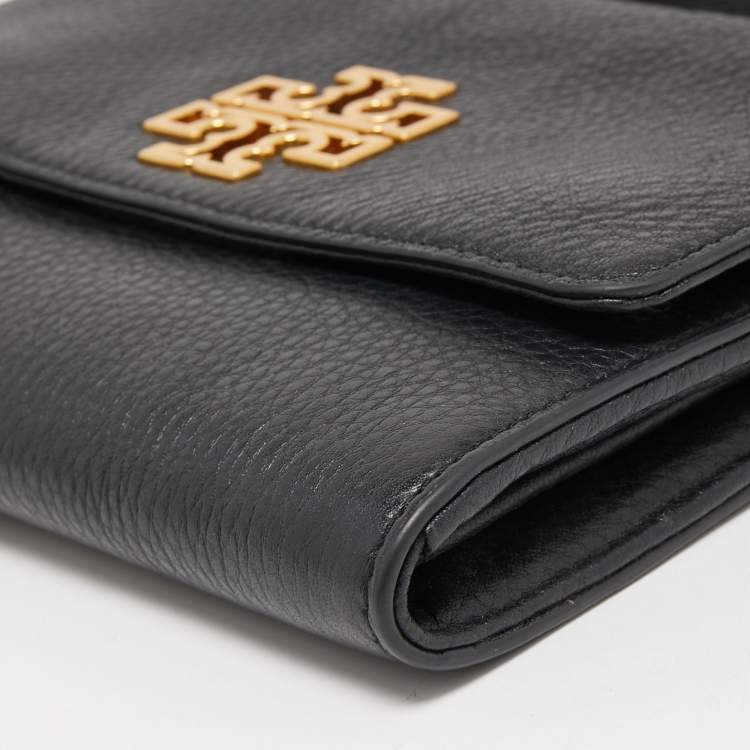 Pre Owned Tory Burch Black Leather Britten Crossbody Bag