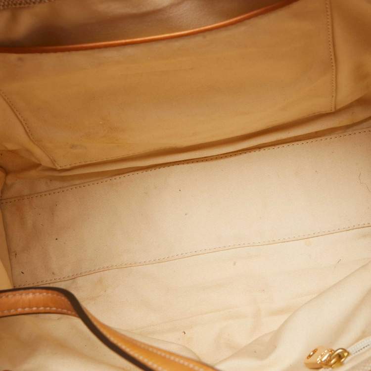 Pre Owned Tory Burch Beige/Off White Canvas and Leather Ella Tote