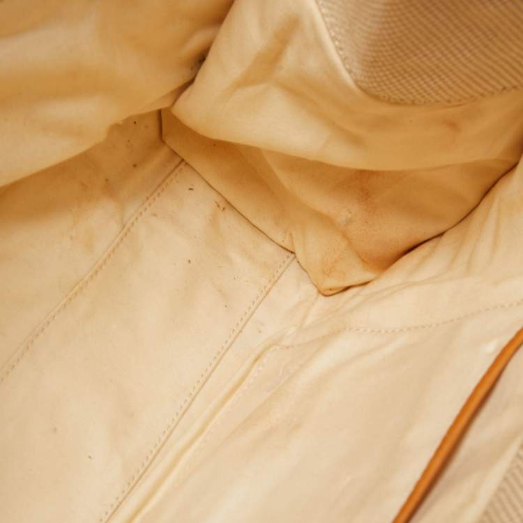 Pre Owned Tory Burch Beige/Off White Canvas and Leather Ella Tote