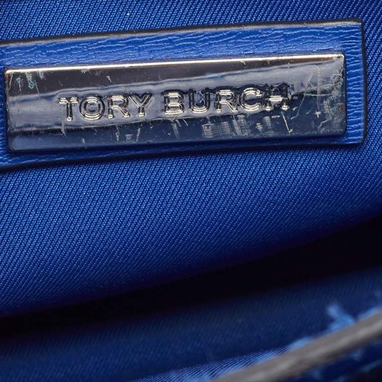 Pre Owned Tory Burch Blue Leather Robinson Convertible Shoulder Bag