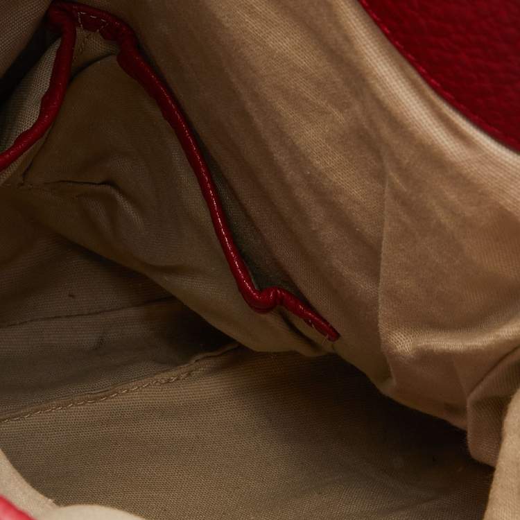 Pre Owned Tory Burch Red Leather Amanda Fold Over Shoulder Bag