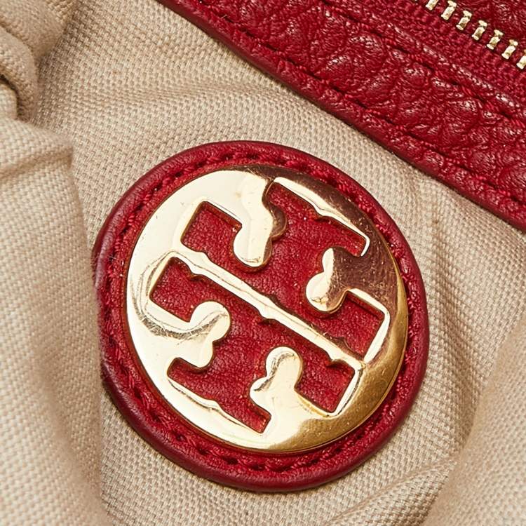 Pre Owned Tory Burch Red Leather Amanda Fold Over Shoulder Bag