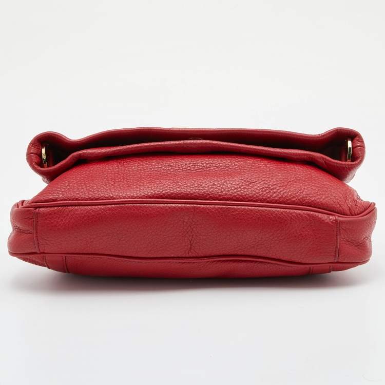 Pre Owned Tory Burch Red Leather Amanda Fold Over Shoulder Bag
