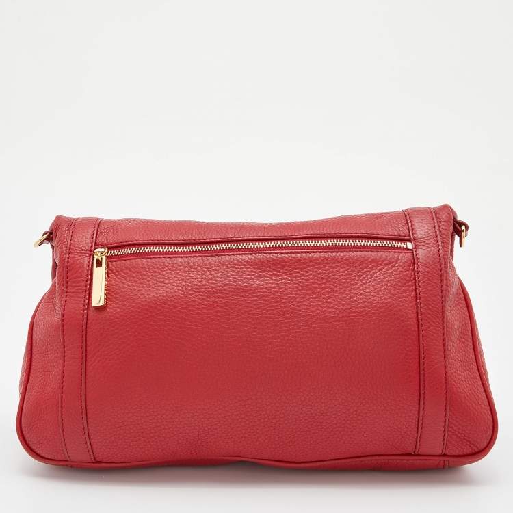 Pre Owned Tory Burch Red Leather Amanda Fold Over Shoulder Bag