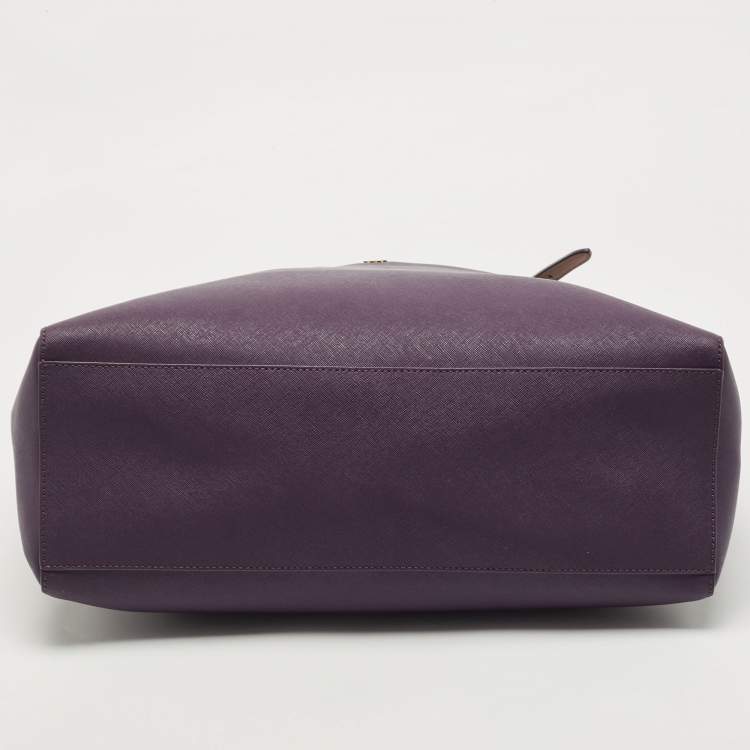 Pre Owned Tory Burch Purple Leather York Buckle Tote