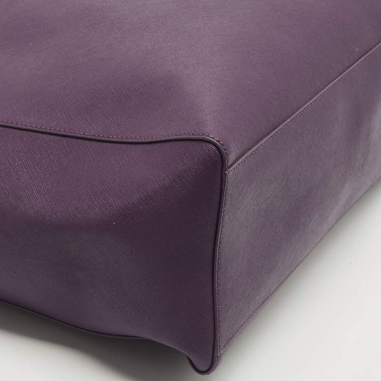 Pre Owned Tory Burch Purple Leather York Buckle Tote