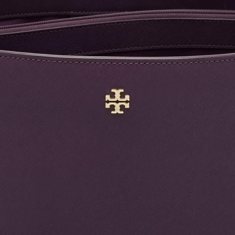 Pre Owned Tory Burch Purple Leather York Buckle Tote