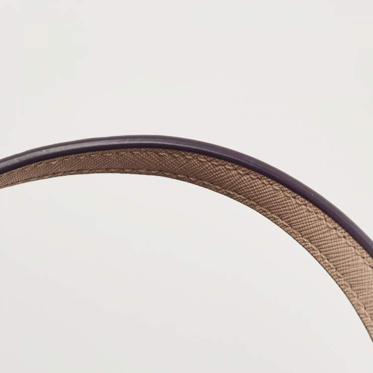 Pre Owned Tory Burch Purple Leather York Buckle Tote