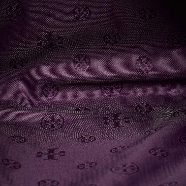 Pre Owned Tory Burch Purple Leather York Buckle Tote