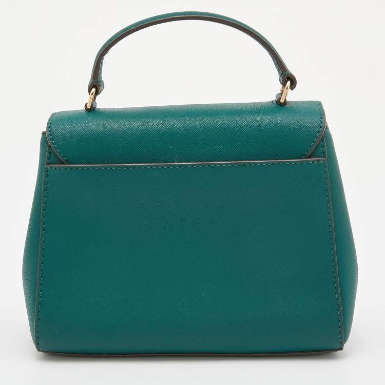 Pre Owned Tory Burch Green Leather Robinson Small Top Handle Bag