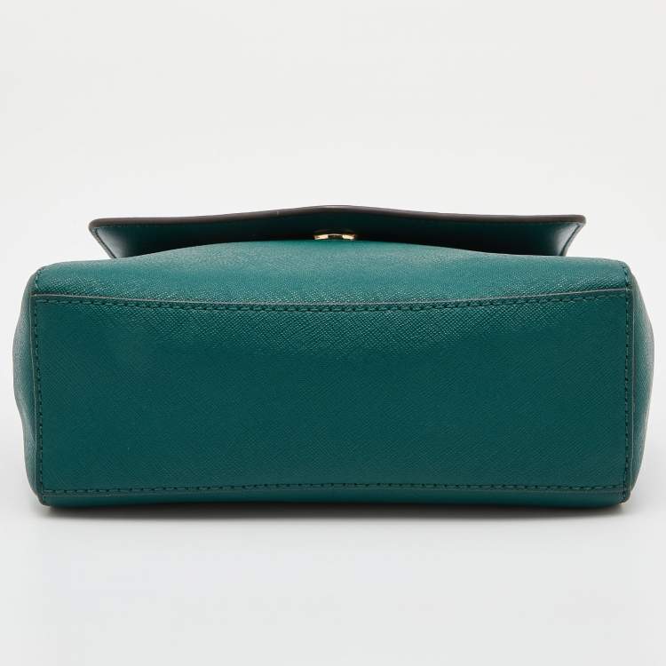 Pre Owned Tory Burch Green Leather Robinson Small Top Handle Bag