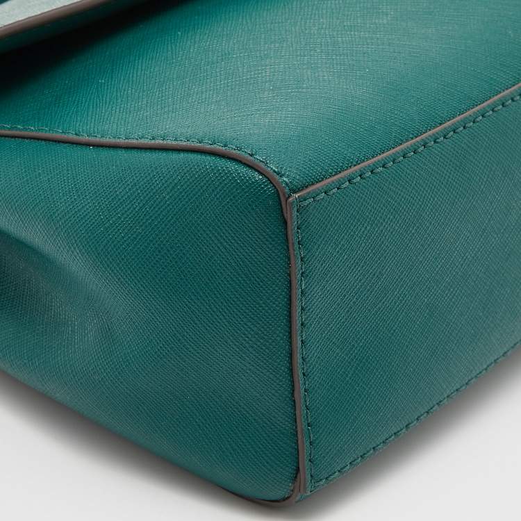 Pre Owned Tory Burch Green Leather Robinson Small Top Handle Bag