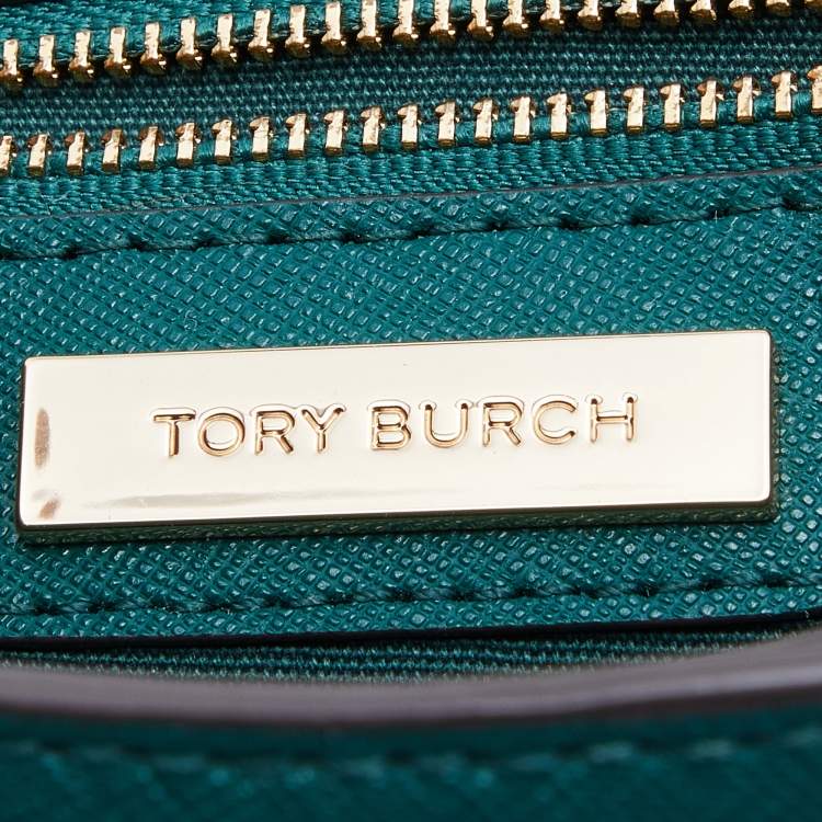 Pre Owned Tory Burch Green Leather Robinson Small Top Handle Bag