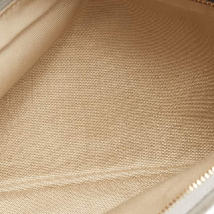 Pre Owned Tory Burch Metallic Silver Leather Reva Clutch