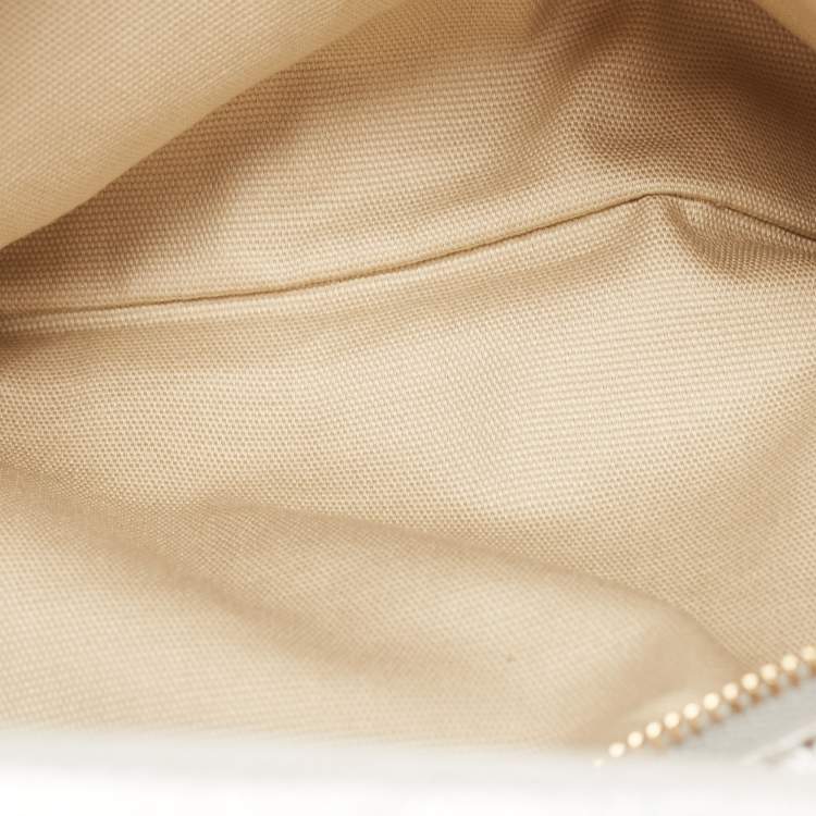 Pre Owned Tory Burch Metallic Silver Leather Reva Clutch