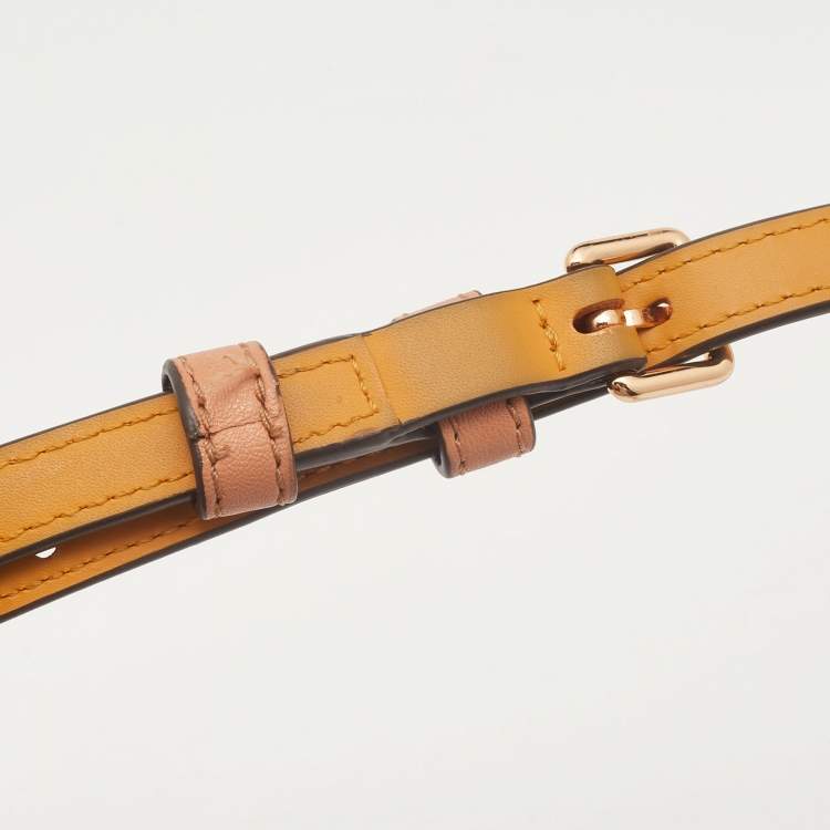 Pre Owned Tory Burch Yellow/Beige Coated Canvas Crossbody Bag