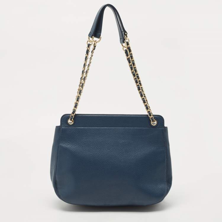 Pre Owned Tory Burch Navy Blue Quilted Leather Bryant Shoulder Bag