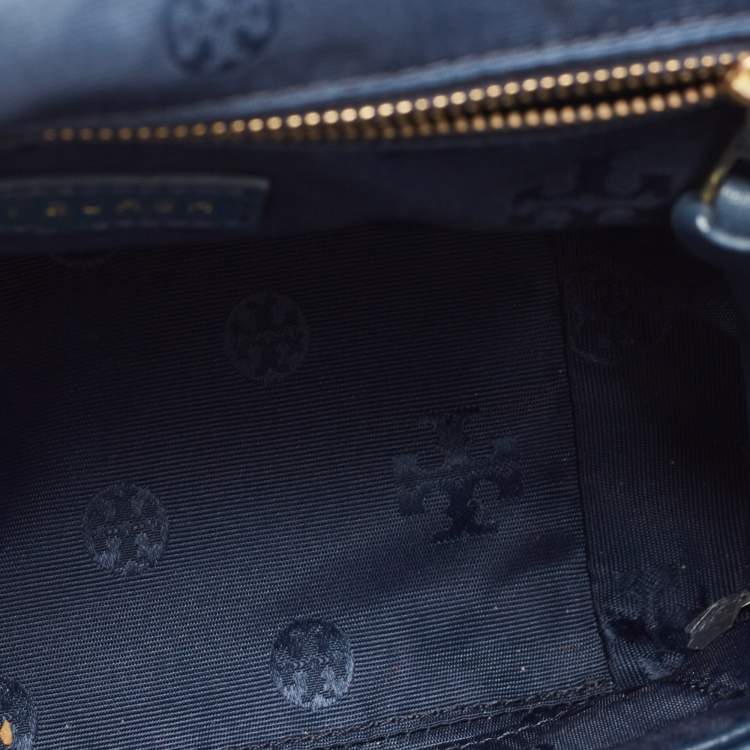 Pre Owned Tory Burch Navy Blue Quilted Leather Bryant Shoulder Bag