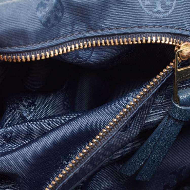 Pre Owned Tory Burch Navy Blue Quilted Leather Bryant Shoulder Bag