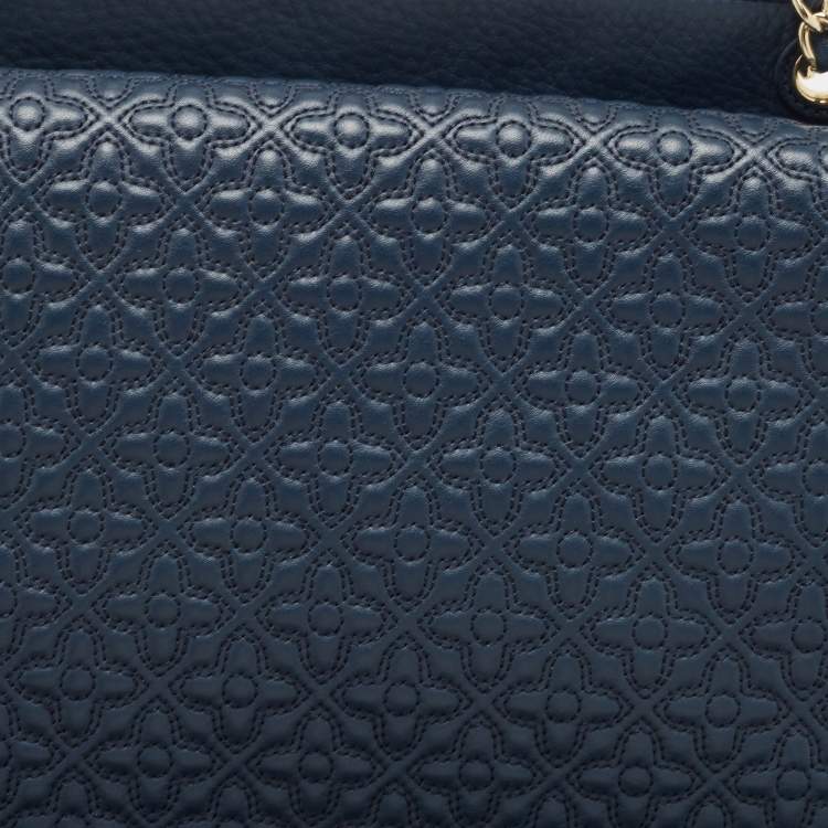 Pre Owned Tory Burch Navy Blue Quilted Leather Bryant Shoulder Bag