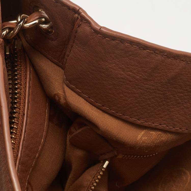 Pre Owned Tory Burch Brown Leather Marion Tote