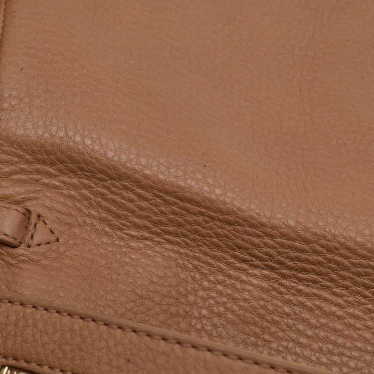 Pre Owned Tory Burch Tan Leather Amanda Logo Crossbody Bag