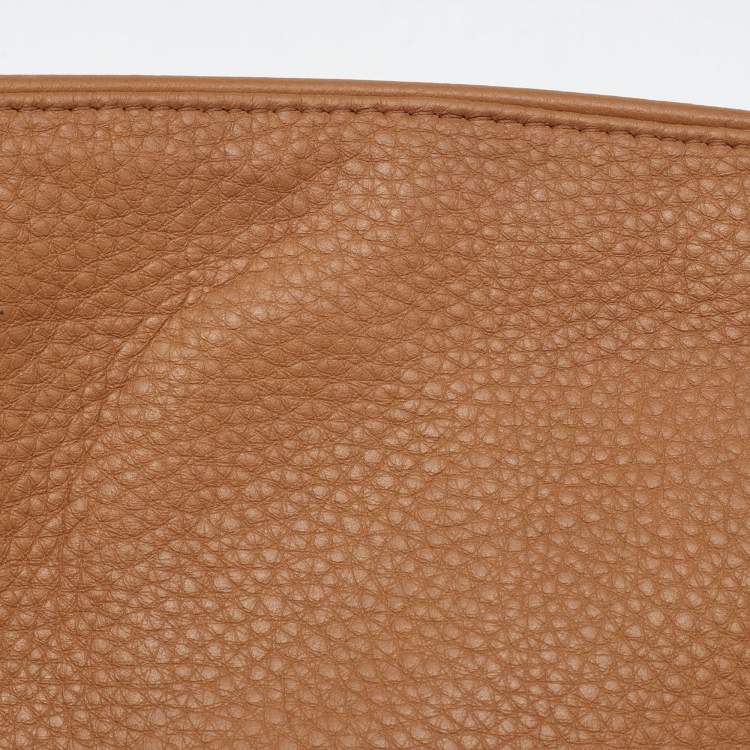 Pre Owned Tory Burch Tan Leather Amanda Logo Crossbody Bag